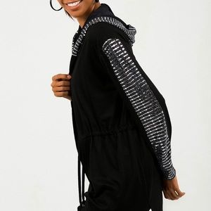 NWOT Silver Embellished Black Cotton Cardigan